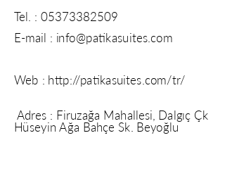 Patika Suites iletiim bilgileri